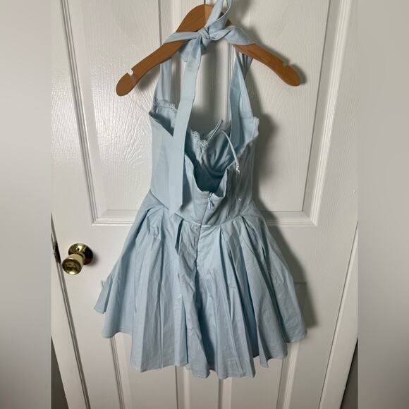 House of CB Harriet Bluebell Cotton Halter Mini Dress S - Picture 9 of 13